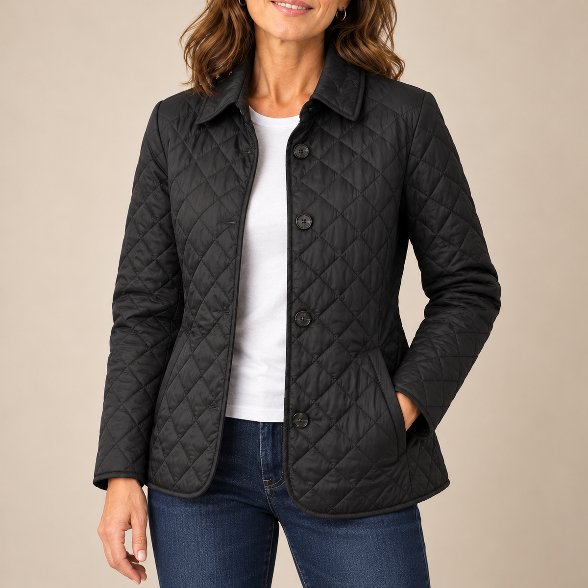 Pierina | Jacket With Diamond Quilting and Button Front