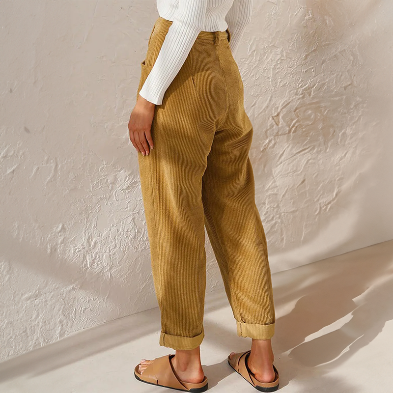 Sylvia | Pants With High Waist and Corduroy Texture