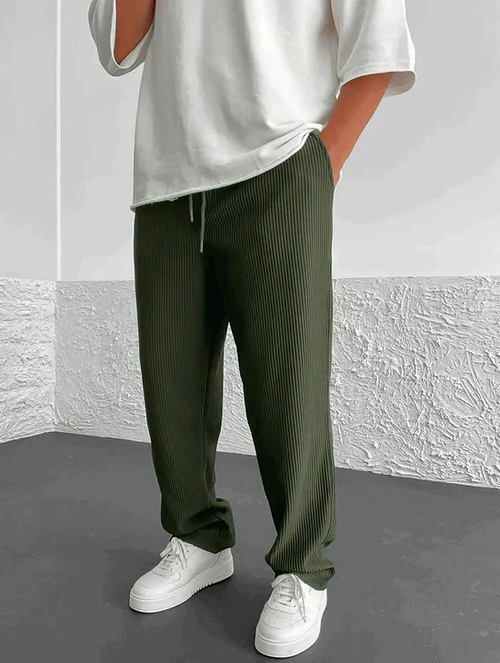 Eliezer | Ribbed Relaxed-Fit Drawstring Pants