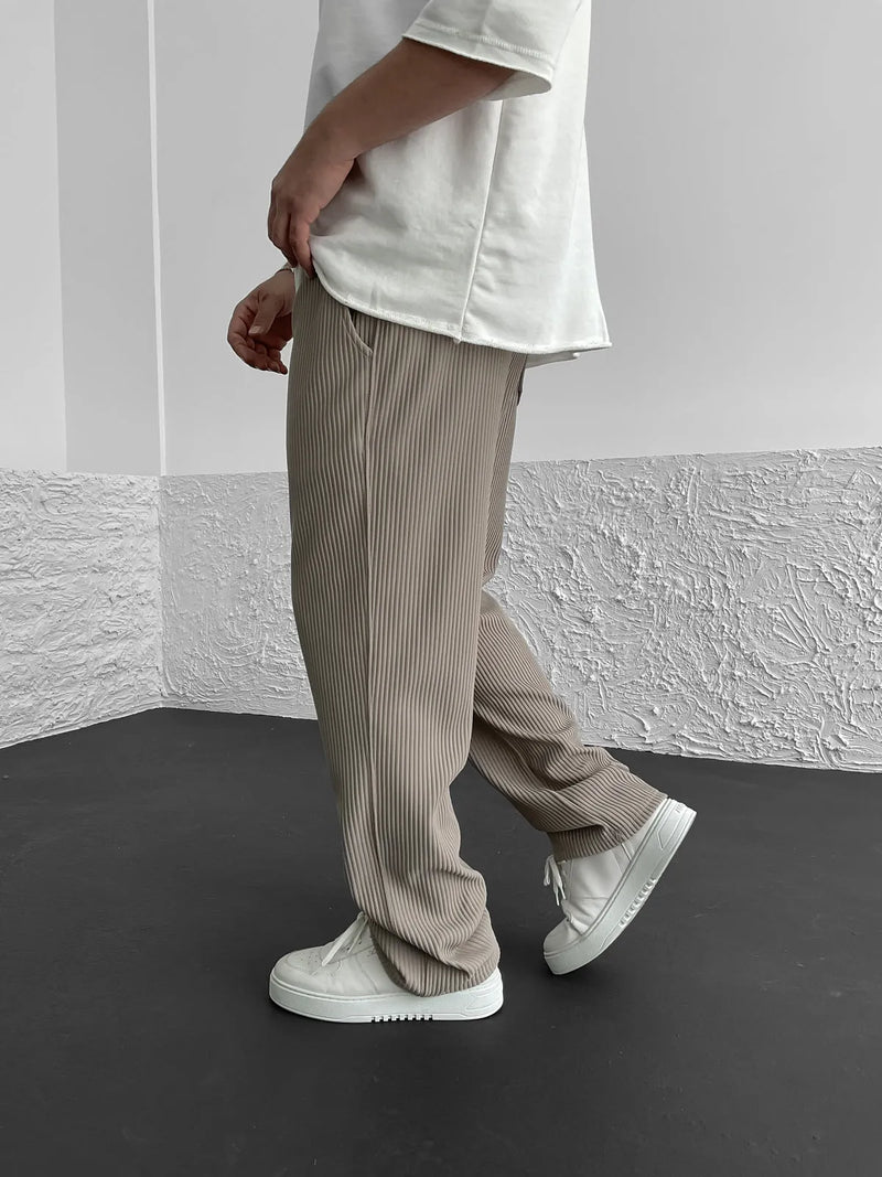 Eliezer | Ribbed Relaxed-Fit Drawstring Pants