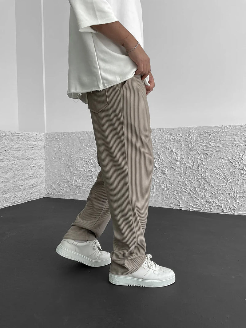 Eliezer | Ribbed Relaxed-Fit Drawstring Pants