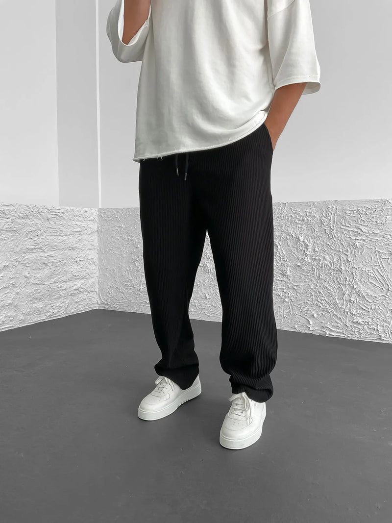 Eliezer | Ribbed Relaxed-Fit Drawstring Pants