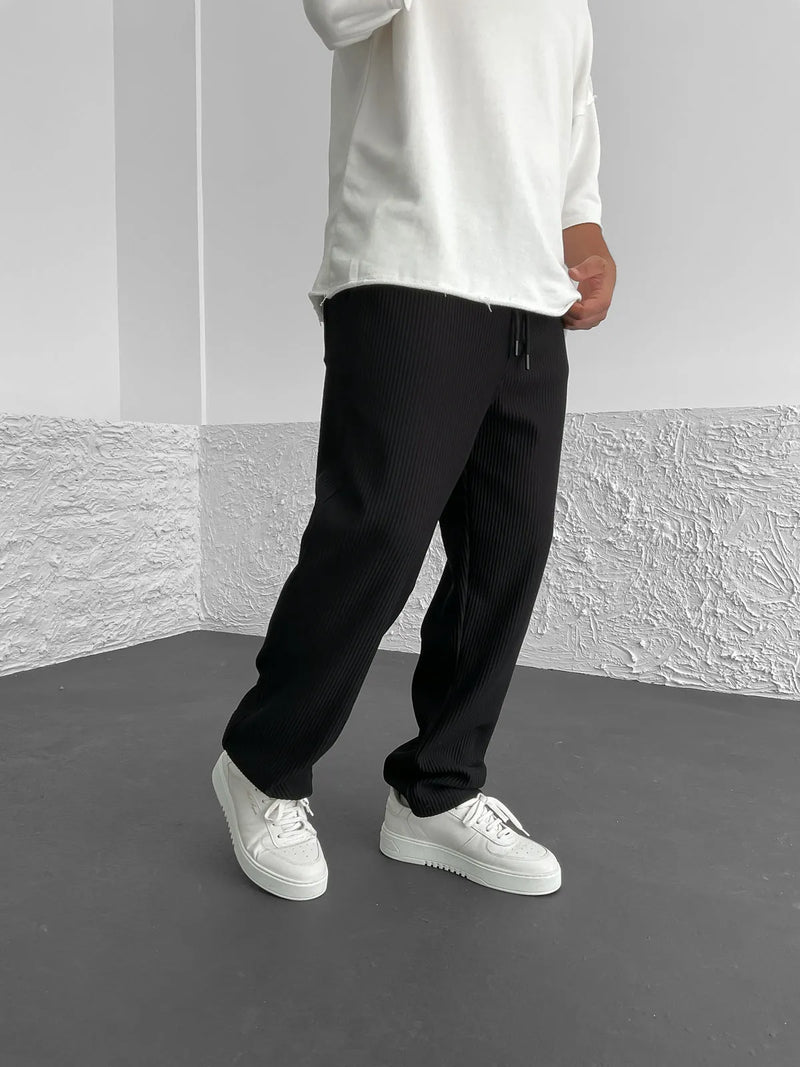 Eliezer | Ribbed Relaxed-Fit Drawstring Pants