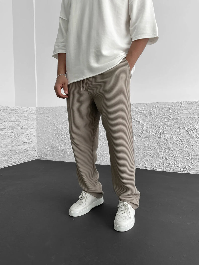 Eliezer | Ribbed Relaxed-Fit Drawstring Pants