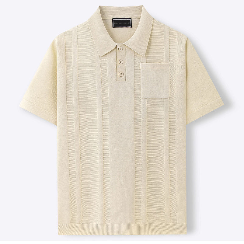 Gunther | Textured Knit Short Sleeve Polo Shirt