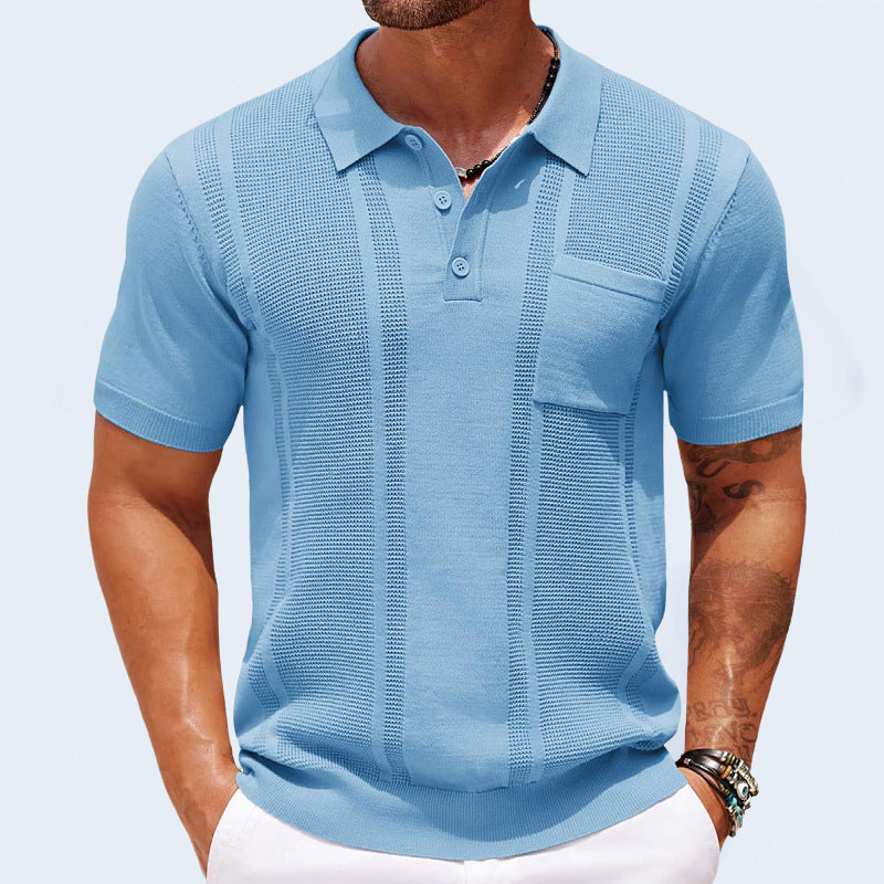 Gunther | Textured Knit Short Sleeve Polo Shirt