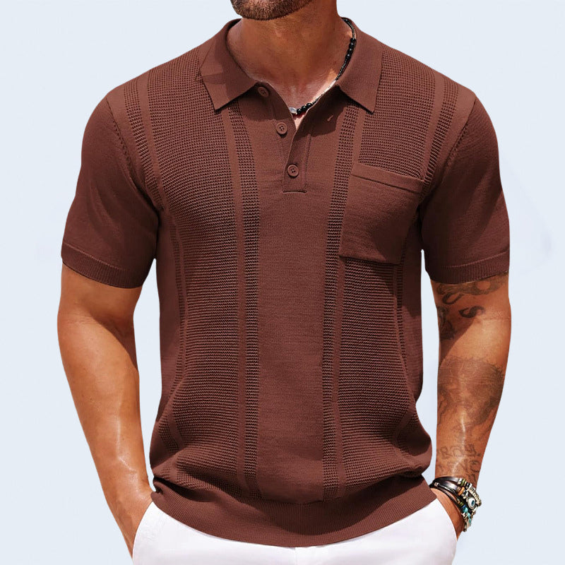 Gunther | Textured Knit Short Sleeve Polo Shirt