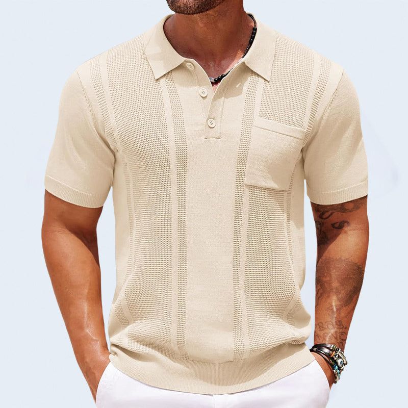 Gunther | Textured Knit Short Sleeve Polo Shirt