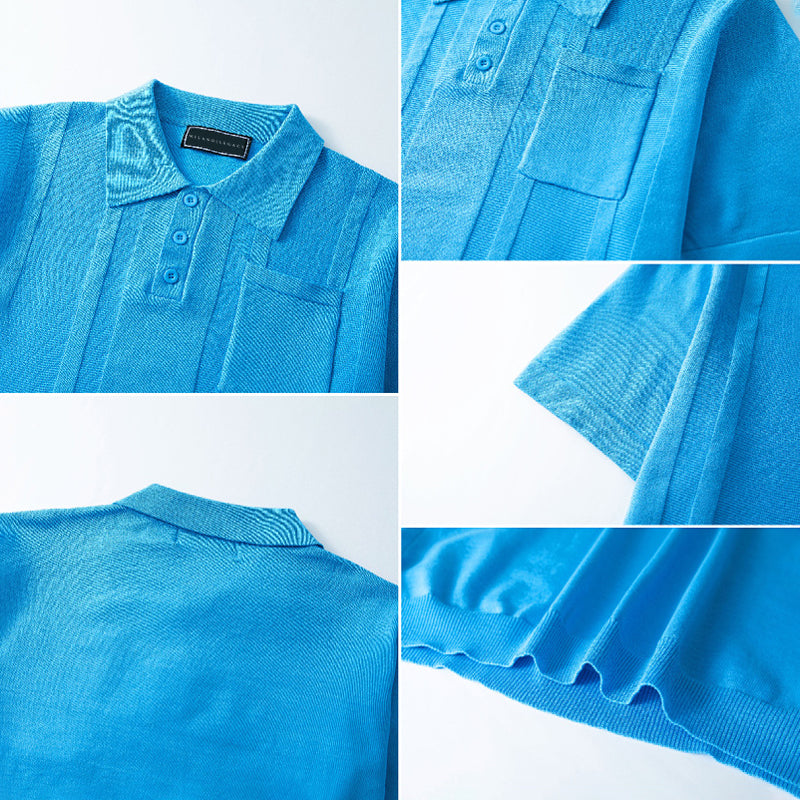 Gunther | Textured Knit Short Sleeve Polo Shirt