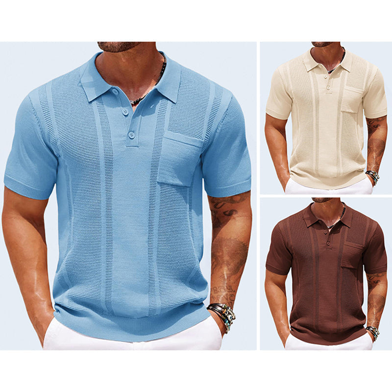 Gunther | Textured Knit Short Sleeve Polo Shirt