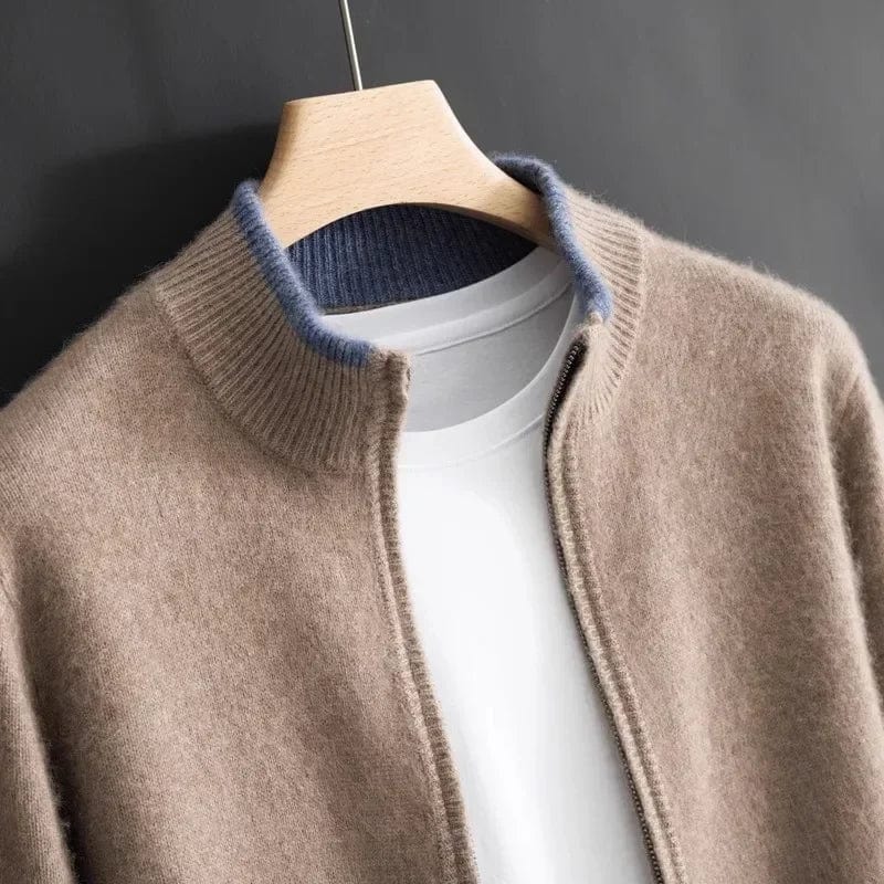 Corbin | Knit Zip Front Stand Collar Cardigan