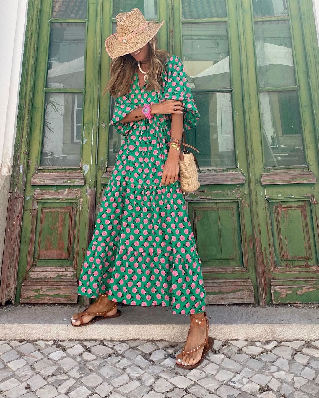 Tessa | Maxi Dress Geometric Print V-Neck