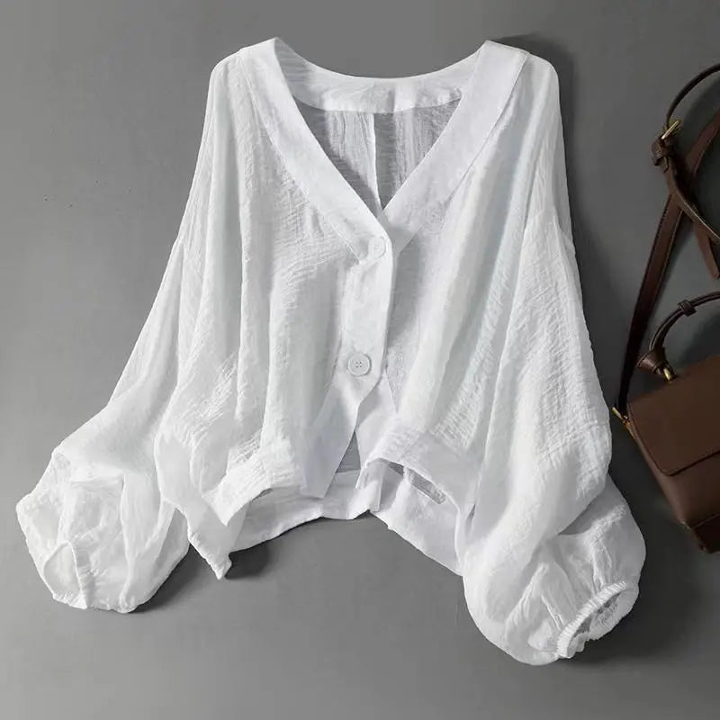Comatize | V Neck Button Blouse