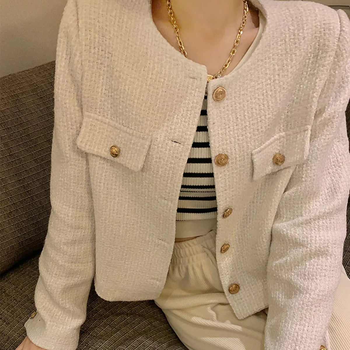Radmieandra | Tweed Jacket with Gold Buttons