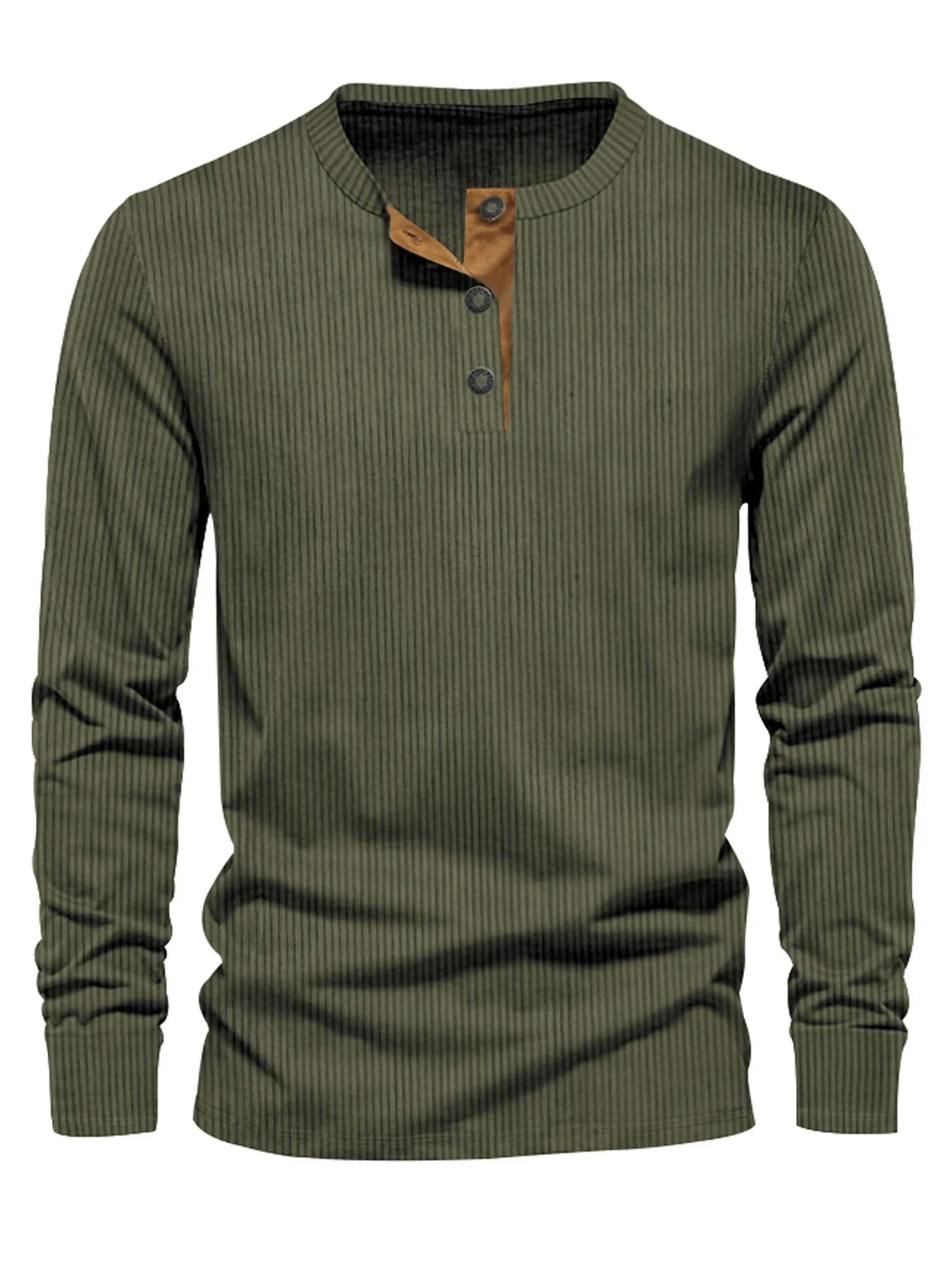 Erasto | Ribbed Henley Long Sleeve Shirt