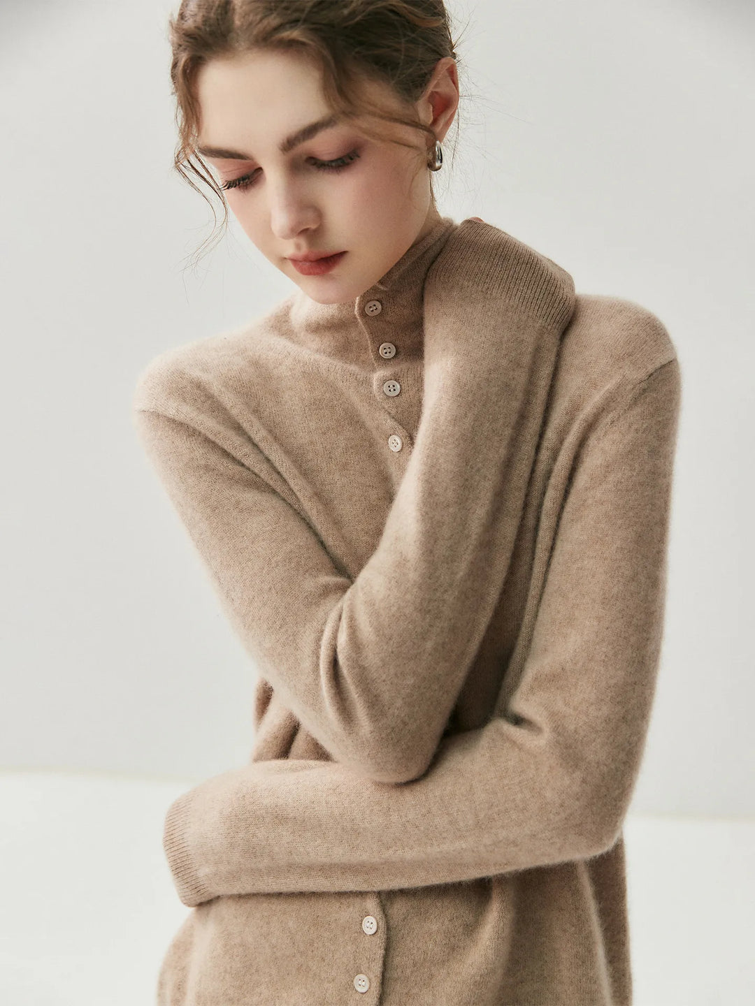 Areum | Cardigan with High Neck Button Front