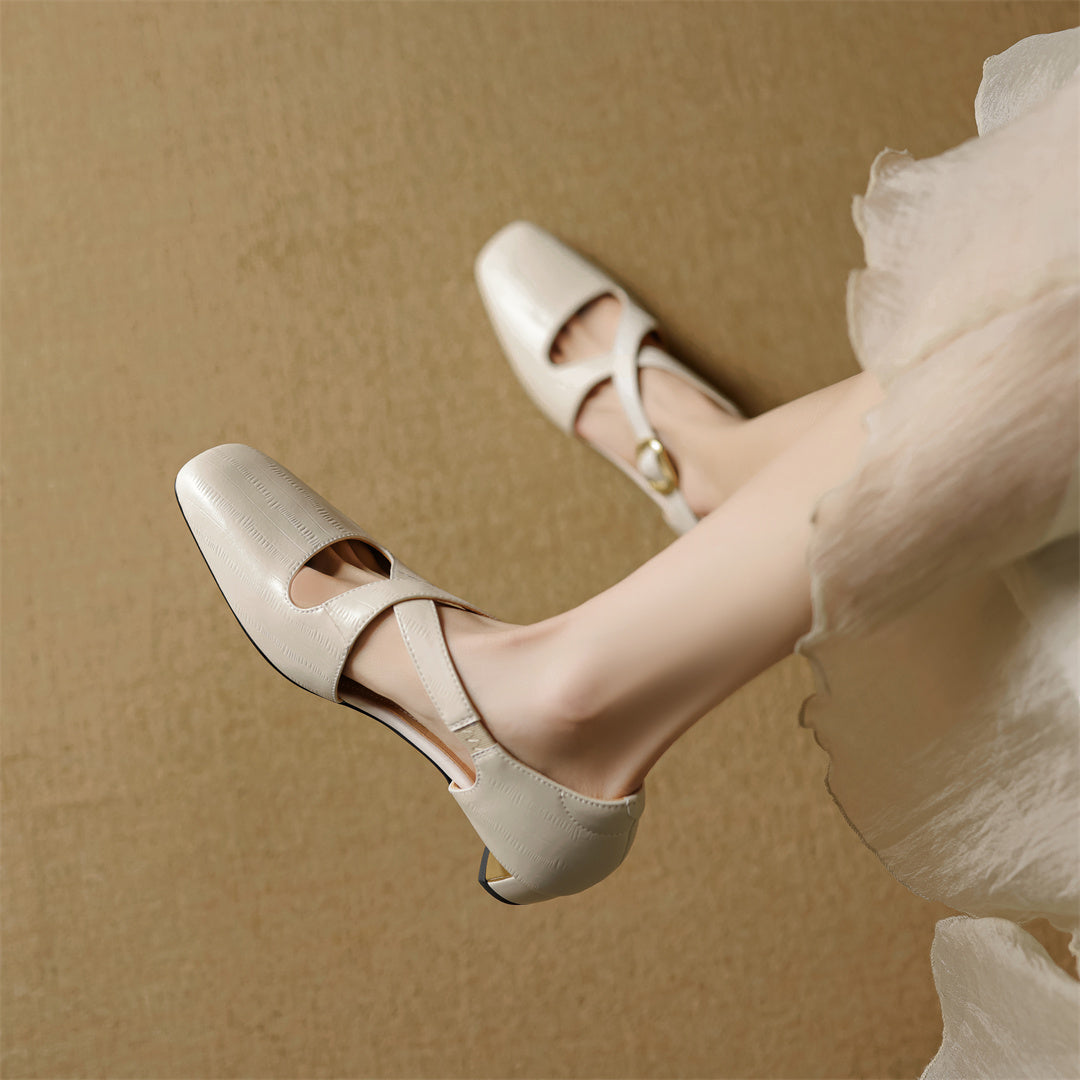 Malena | Mary Jane Low Heels With Buckle Strap