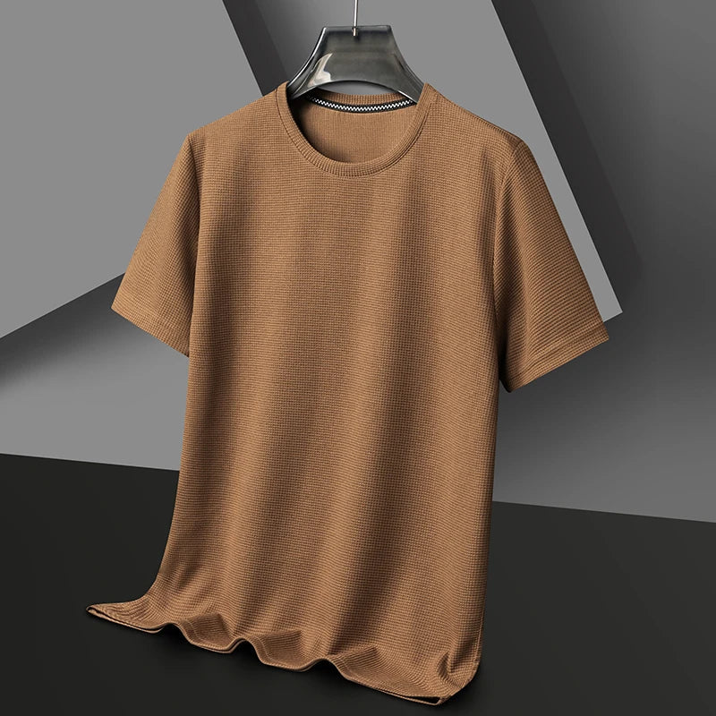 Michalis | Olive Textured Crew Neck T-Shirt