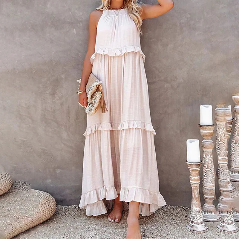 Munalisa | Sleeveless Ruffle Tiered Maxi Dress