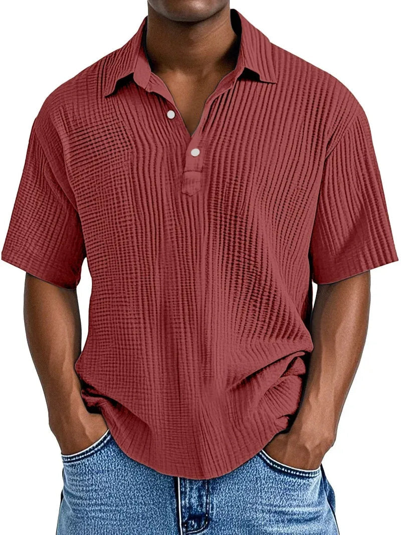 Hauser | Short Sleeve Textured Polo Shirt