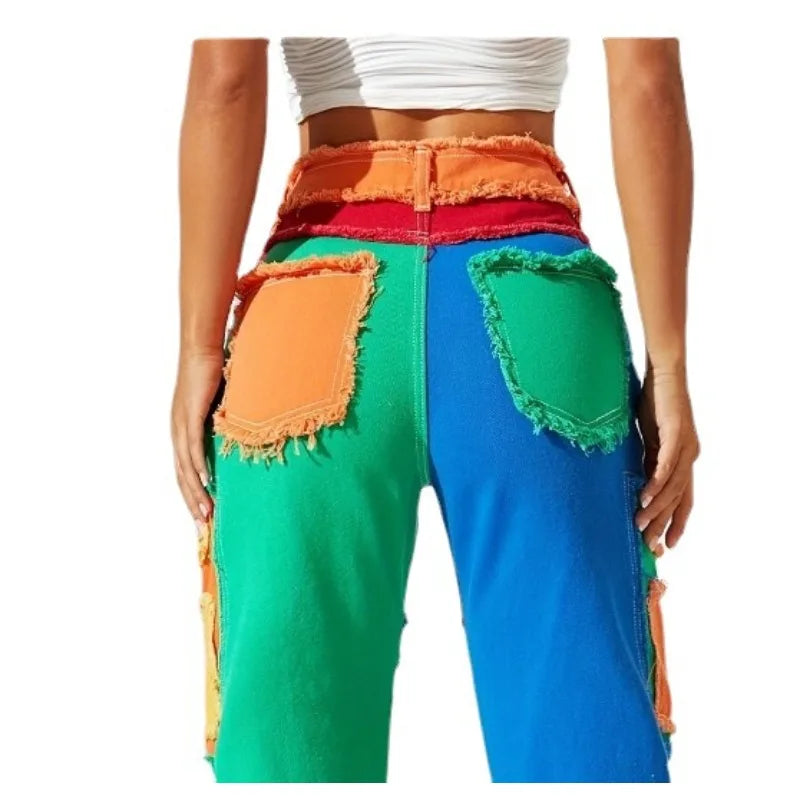Mayra | Cropped Patchwork Denim Jacket and Pants Set