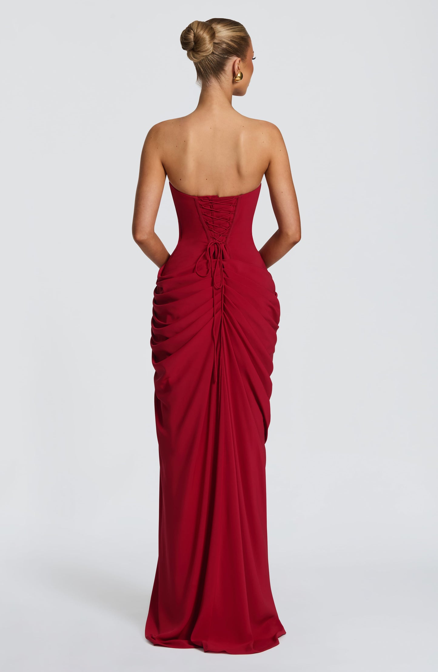 Narja | Strapless Ruched Split Maxi Dress