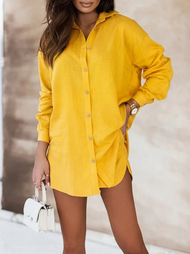 Giovina | Button Up Long Sleeve Short Set