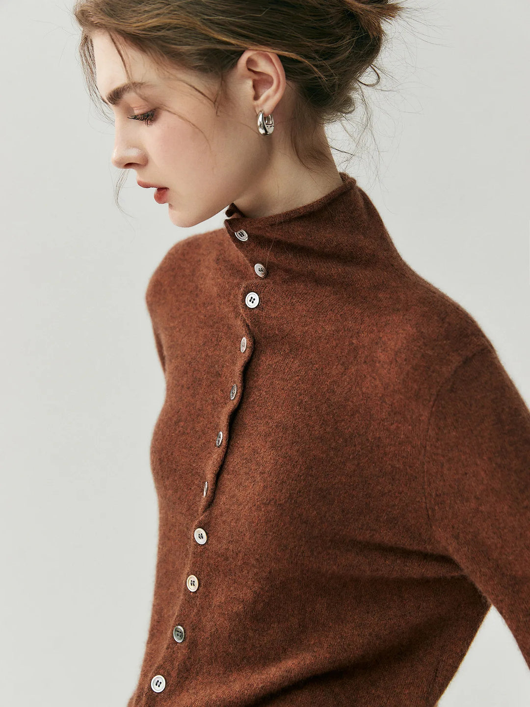 Areum | Cardigan with High Neck Button Front