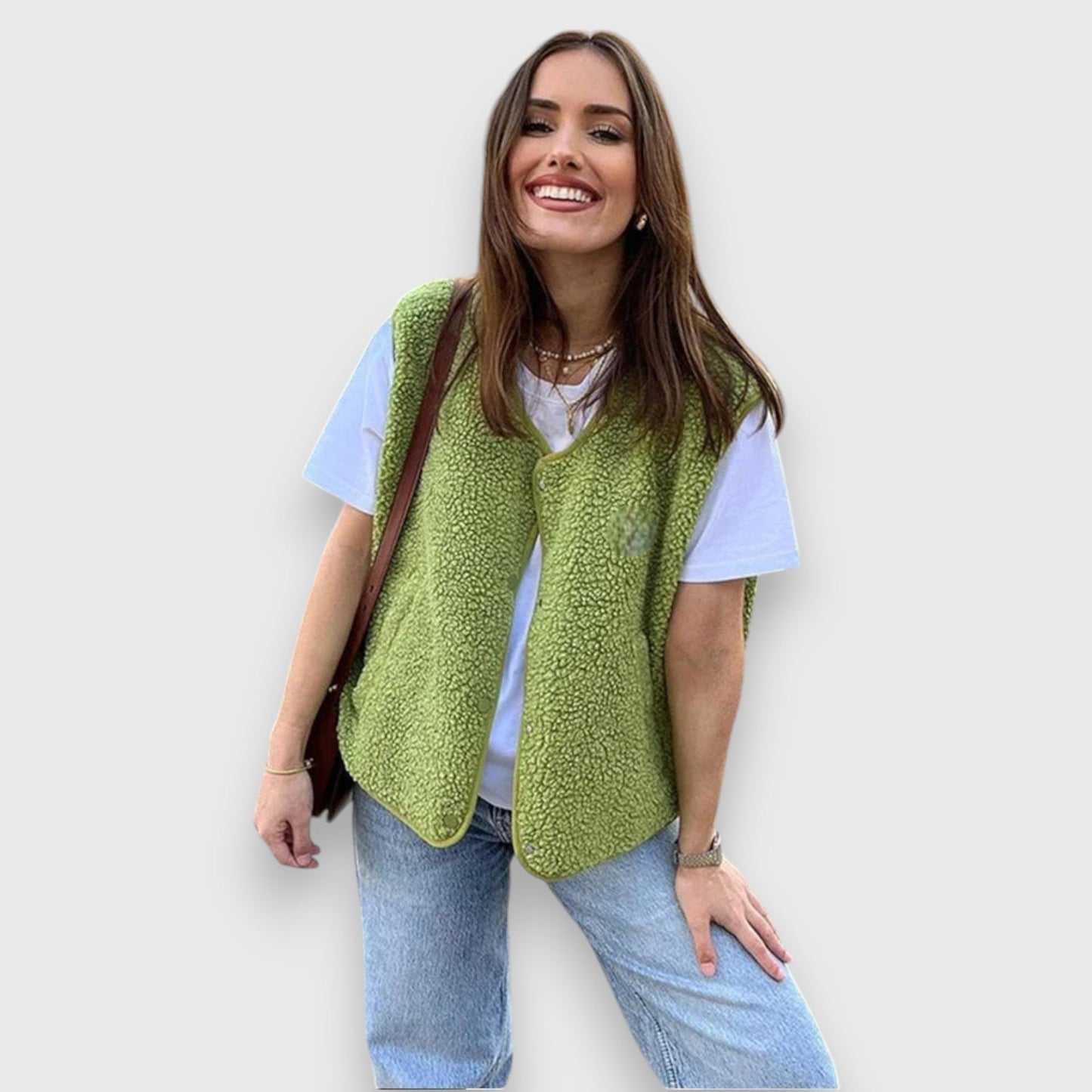Cheryl | Vest Sleeveless Button Front Fleece Style