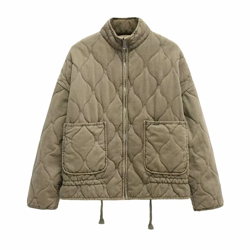 Pascale | Quilted Stand Collar Zip Jacket