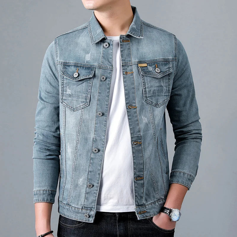 Emeterio | Denim Jacket Distressed Button Front Long Sleeve