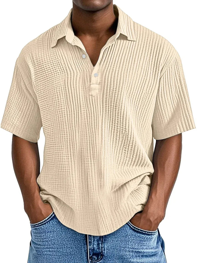 Hauser | Short Sleeve Textured Polo Shirt