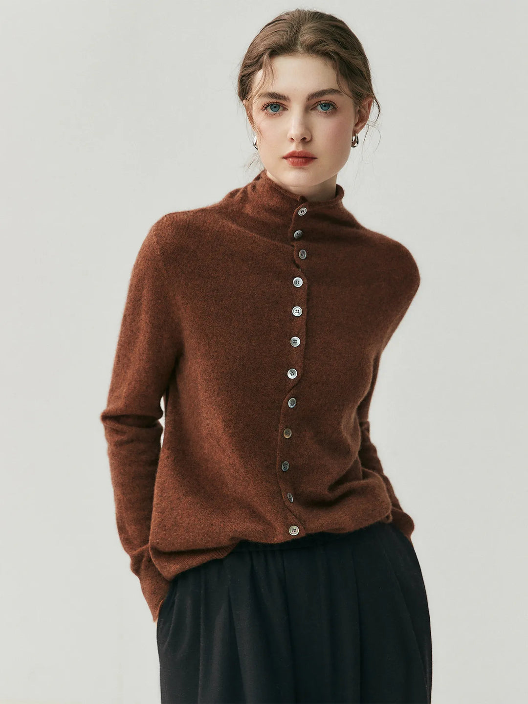 Areum | Cardigan with High Neck Button Front