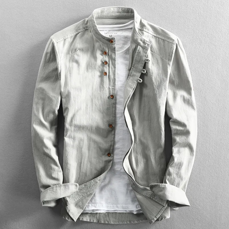 Hrvoje | Mandarin Collar Long Sleeve Button Shirt