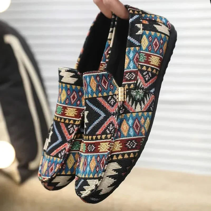 Anneloes | Moccasin Slip-On Shoes with Geometric Pattern