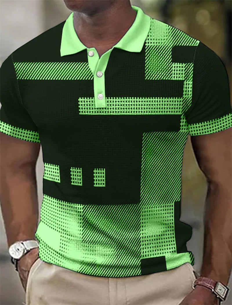 Delbert | Polo Shirt Geometric Print Short Sleeve
