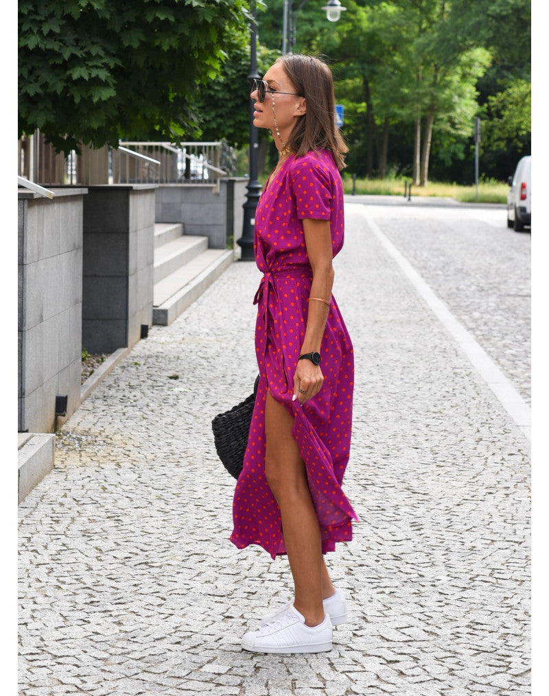 Theresita | Floral Print Short Sleeve Midi Dress