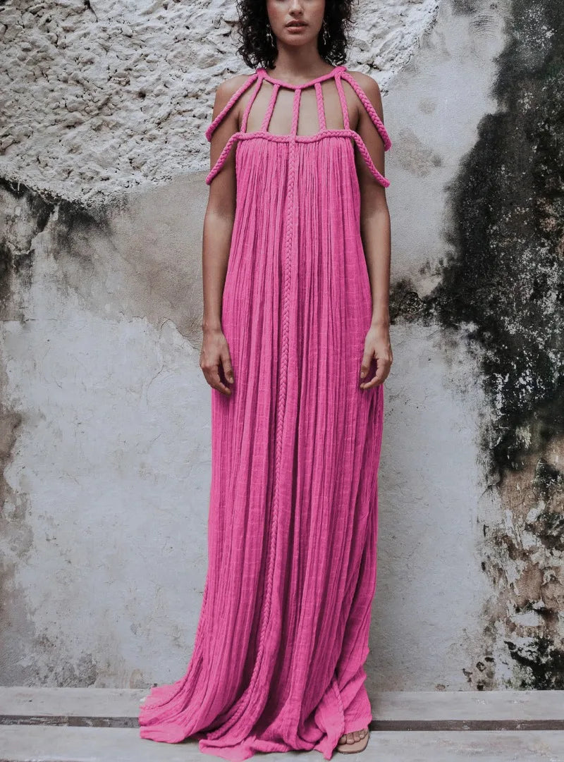 Nuriya | Maxi Dress Sleeveless Strappy Pleated Flowing