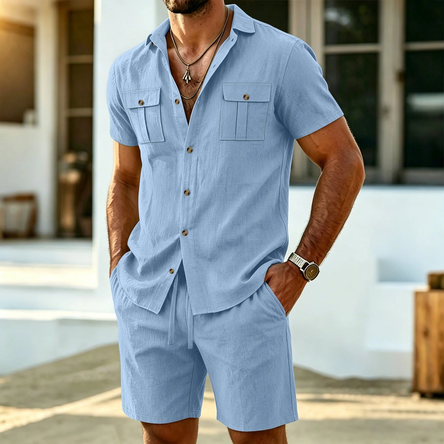 Jalo | Two Piece Linen Style Shorts Set
