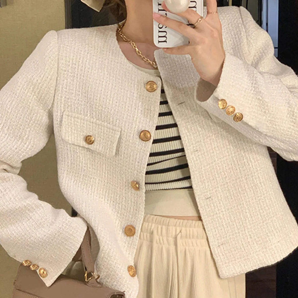 Radmieandra | Tweed Jacket with Gold Buttons