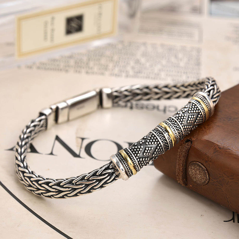 Jalair | Braided Chain Metal Clasp Bracelet Silver