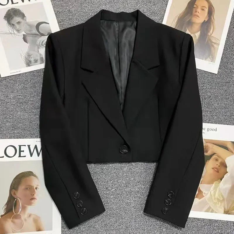 Opheaa | Cropped Blazer with Notched Lapel
