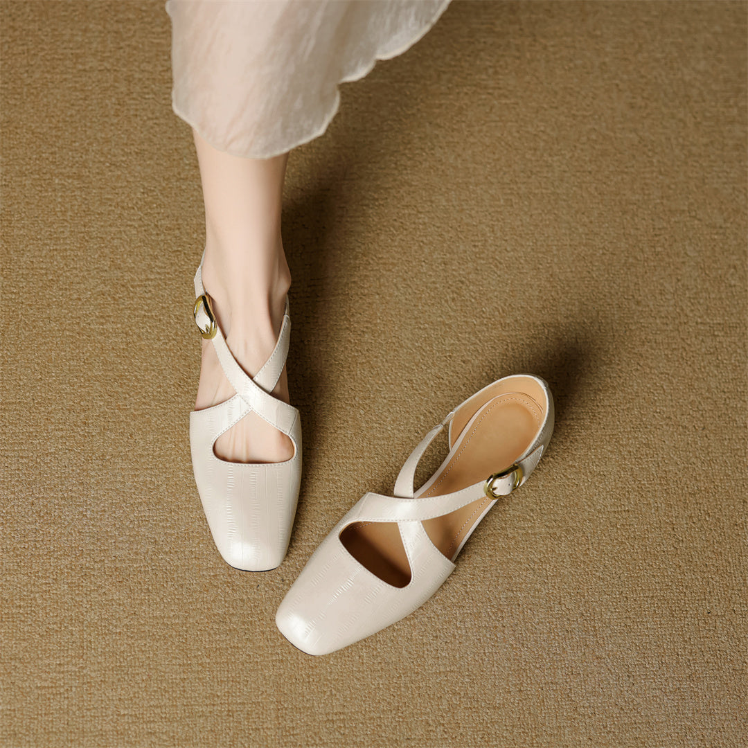 Malena | Mary Jane Low Heels With Buckle Strap