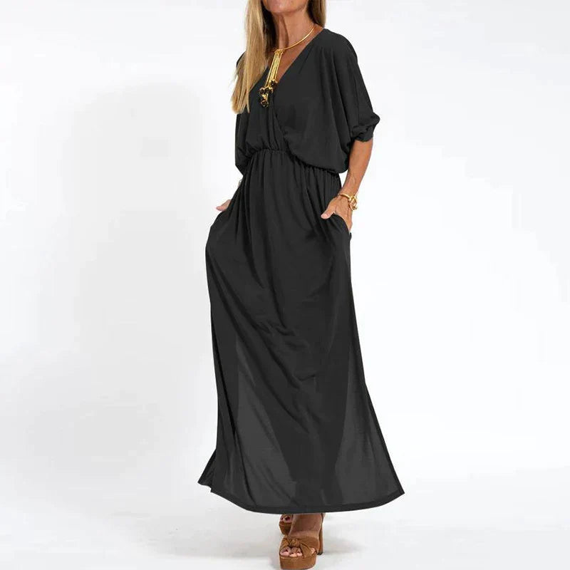 Vesna | V Neck Maxi Dress With Pockets