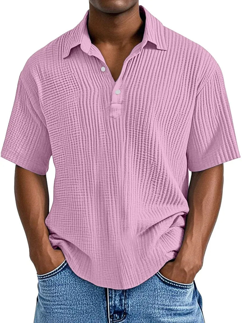 Hauser | Short Sleeve Textured Polo Shirt