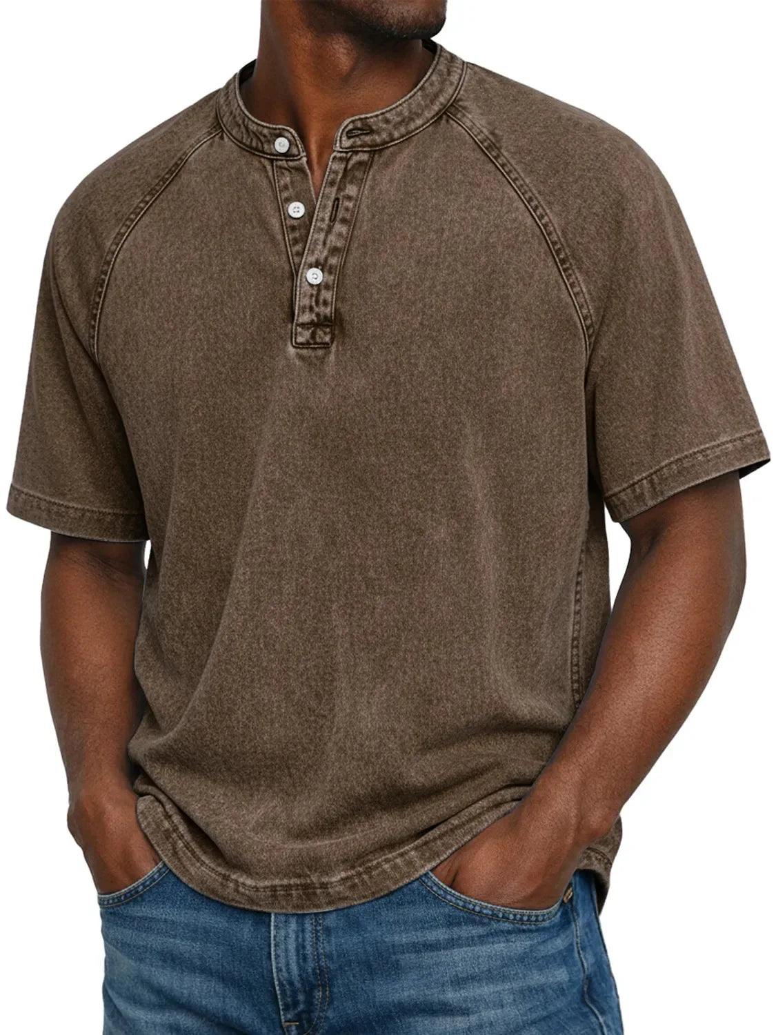 Esarot - Vintage Wash Henley T Shirt