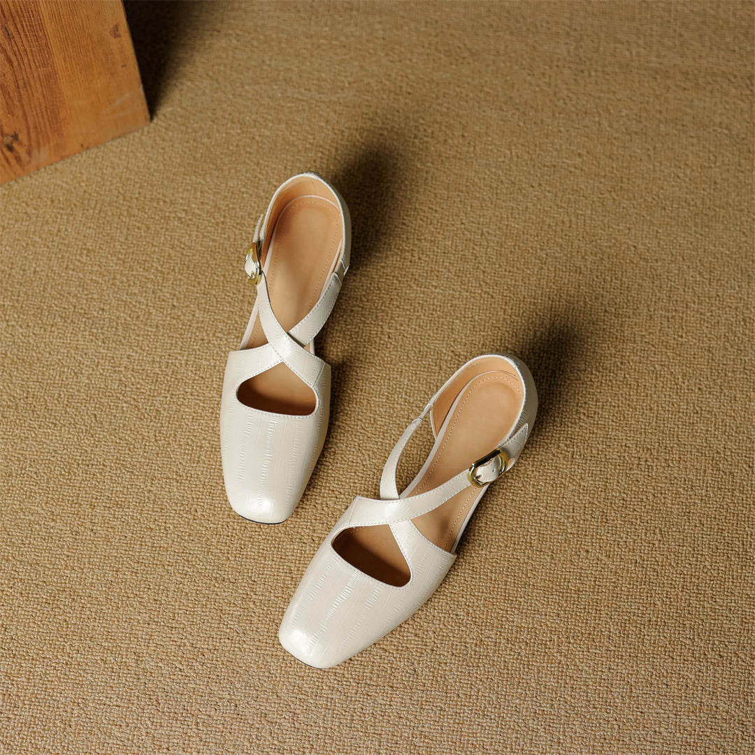 Malena | Mary Jane Low Heels With Buckle Strap