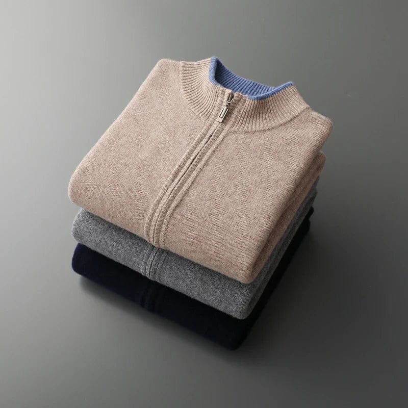 Corbin | Knit Zip Front Stand Collar Cardigan