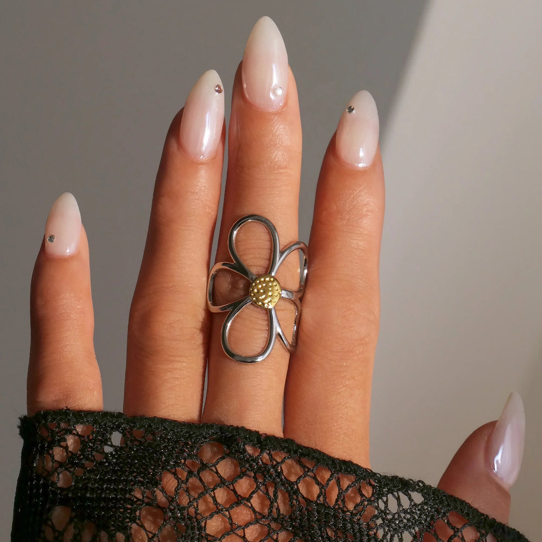 Meloni | Adjustable Daisy Flower Open Ring