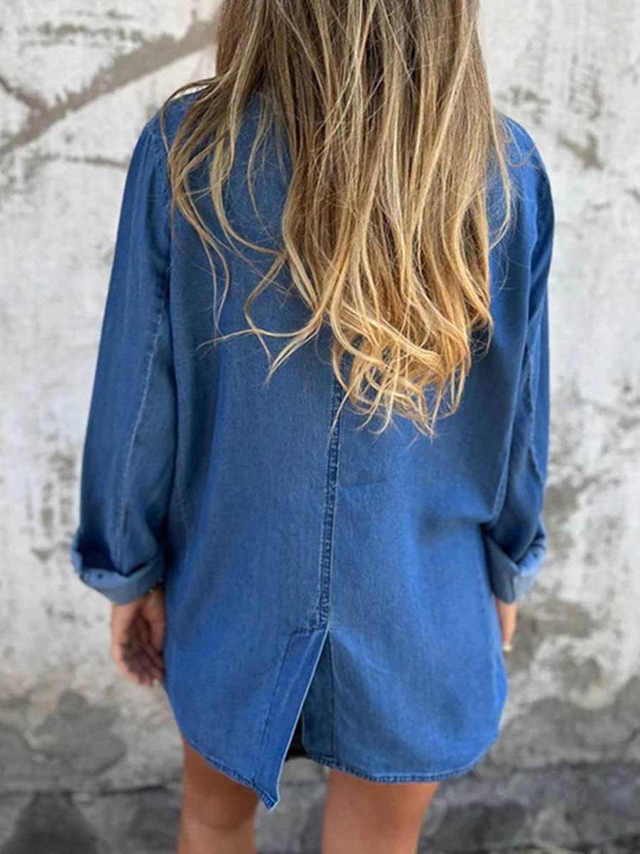 Romilda | Long Sleeve Denim Style Blazer Jacket